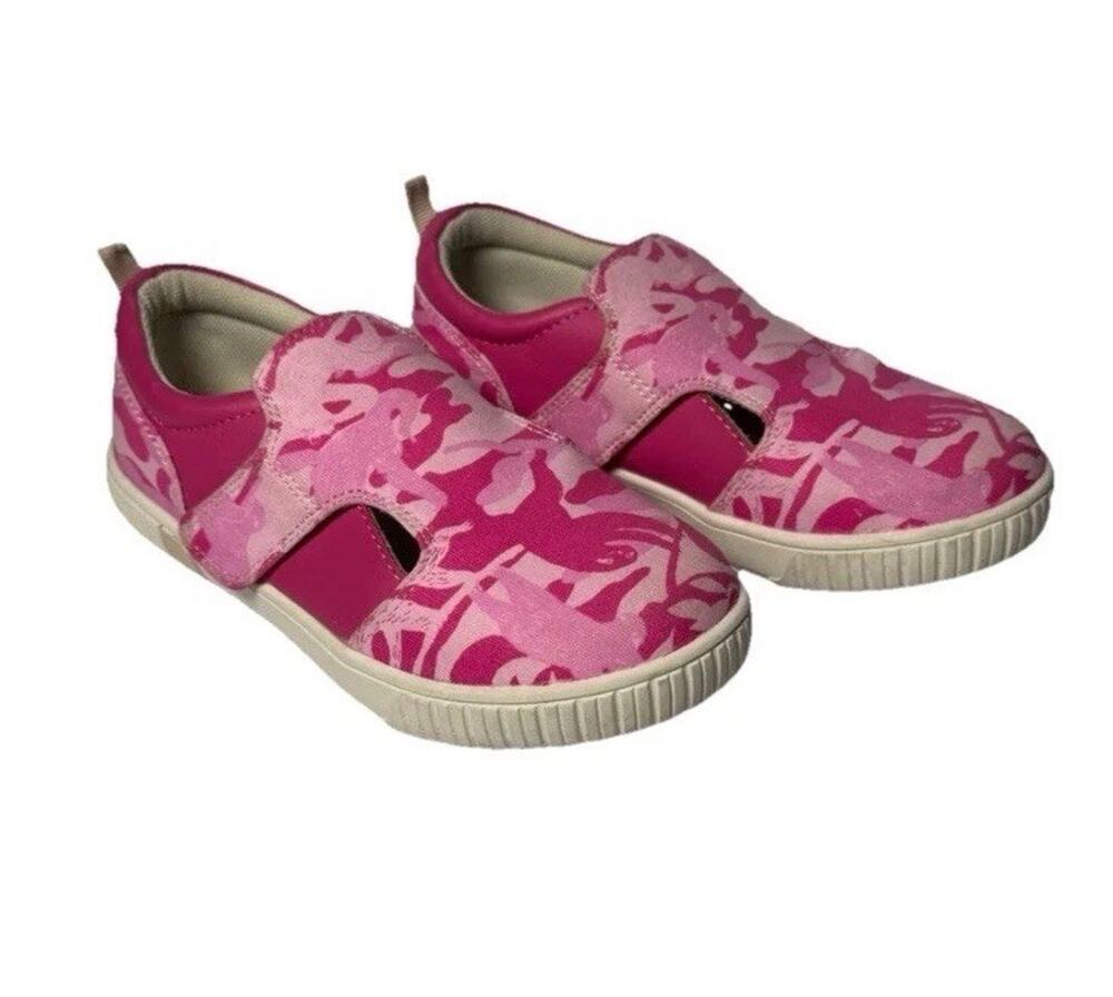 Livie & Luca Girls Size 13M Pink Camo Canvas Hook & Loop Casual Shoes